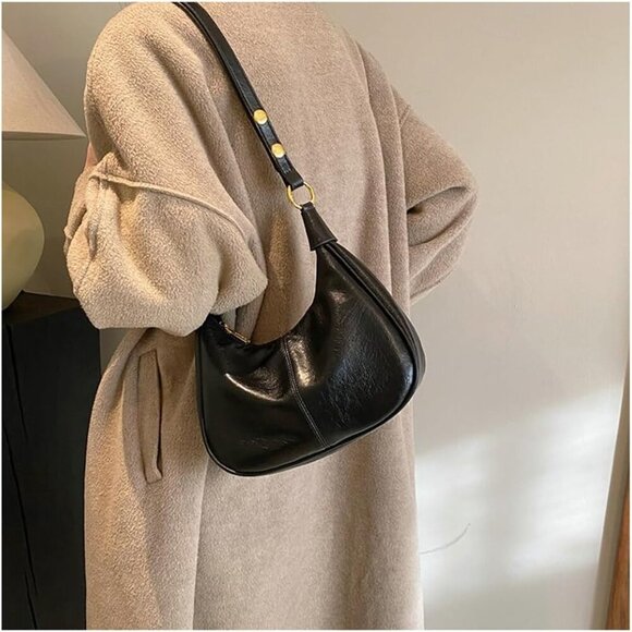 Slouchy PU Leather Tote Crossbody Hobo Bag for Women Casual Small Handbag - Picture 2 of 7